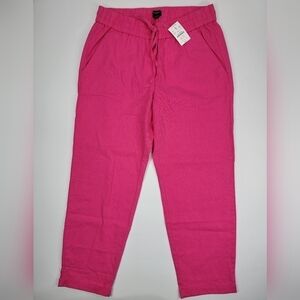 NEW J Crew Women's 4P Petite Pink Tie-Waist Seaside Linen Blend Crop Pants NWT